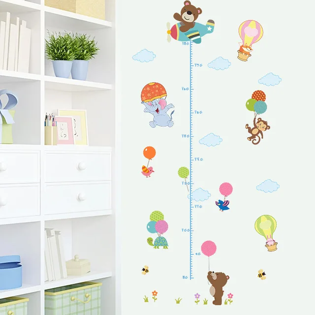% Животные медведь обезьяна воздушный шар измерение высоты настенные наклейки