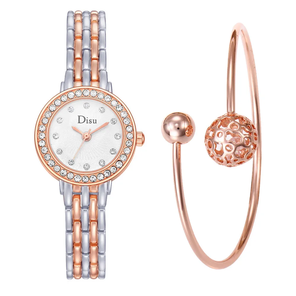 Роскошные модные повседневные часы золотистого и серебряного цвета для девушек