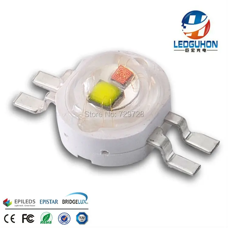 Оптовая продажа 4 штифта белые и красные Двухцветные светодиодные бусины высокой