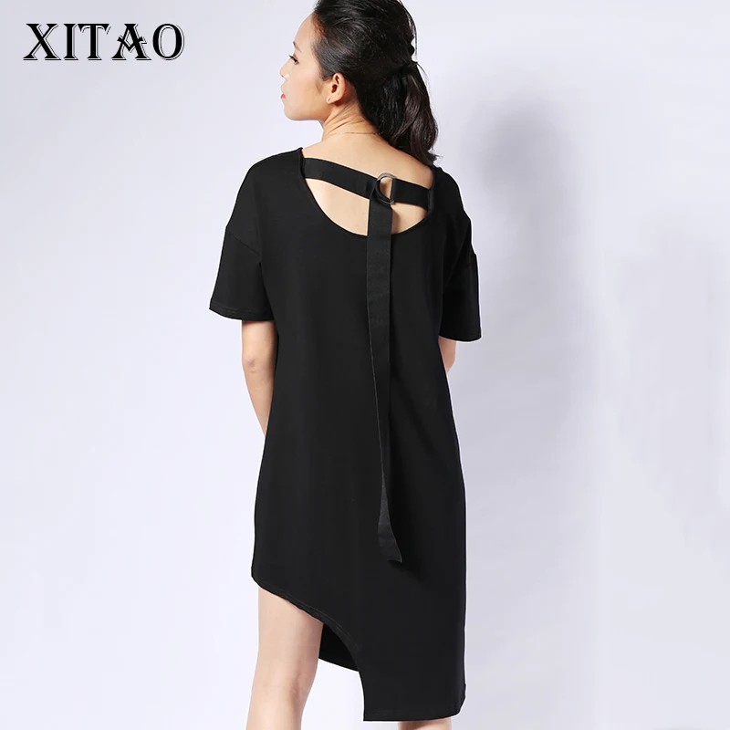 [XITAO] Корея 2017 новая летняя мода женский однотонный пуловер до колена с коротким