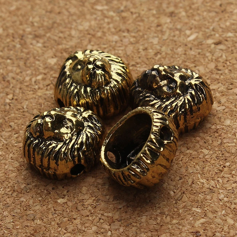 20 шт./лот античные золотистые и Серебристые бусины с головой льва металлические
