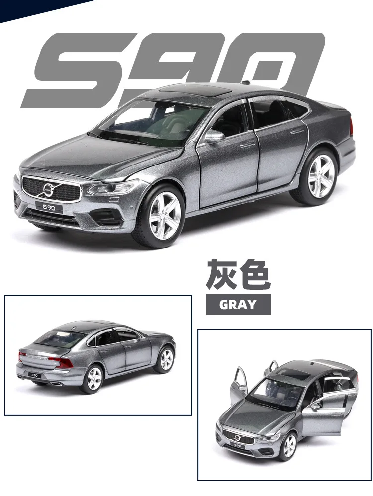 1:32 литая под давлением модель автомобиля Volvo s90 легкосплавная модель для симуляции автомобиля 6 дверной звук и светильник, игрушка в подарок
