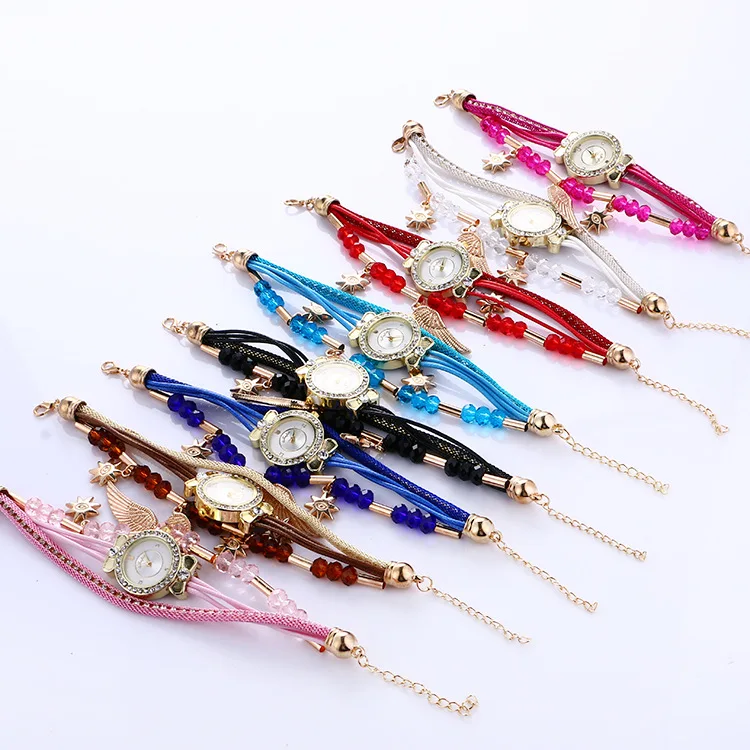 DQG брендовые Летние Стильные Часы-браслет для женщин с кристаллами кварцевые