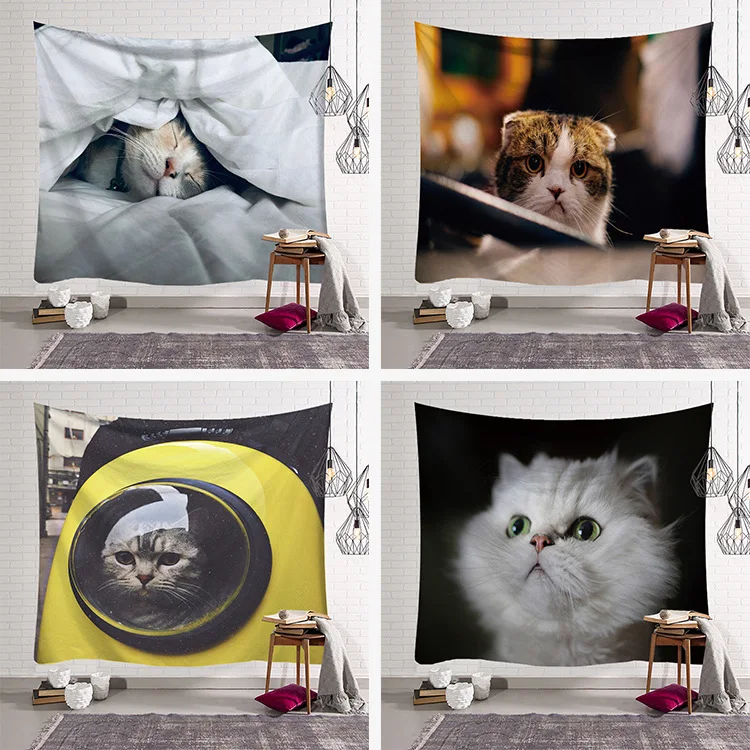 

Cute Cat Kitty Pattern Bohemian Sandy Beach Picnic Rug Bedroom Blanket Decor Curtain Table Cloth Yoga Mat Wall Hanging Tapestry