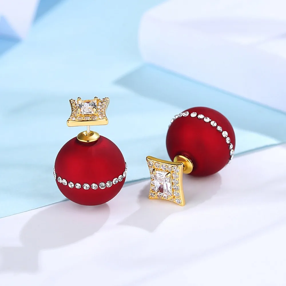 LUOTEEMI Роскошные Золотые сережки гвоздики для женщин модное ювелирное изделие