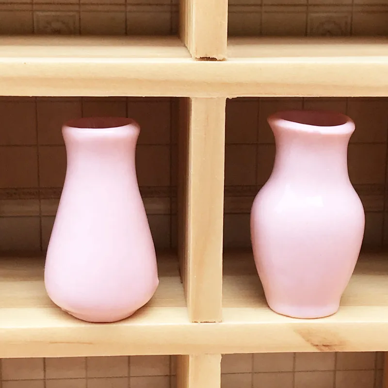 

1:12 Dollhouse Miniature 2 PCS of Porcelain brown Decoration Vase free shipping