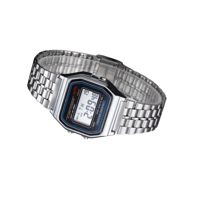 

2PC Watch Men Business Gold & Silver watch Vintage Womens Men dress watch Stainless Steel Digital relogio feminino Gift #D