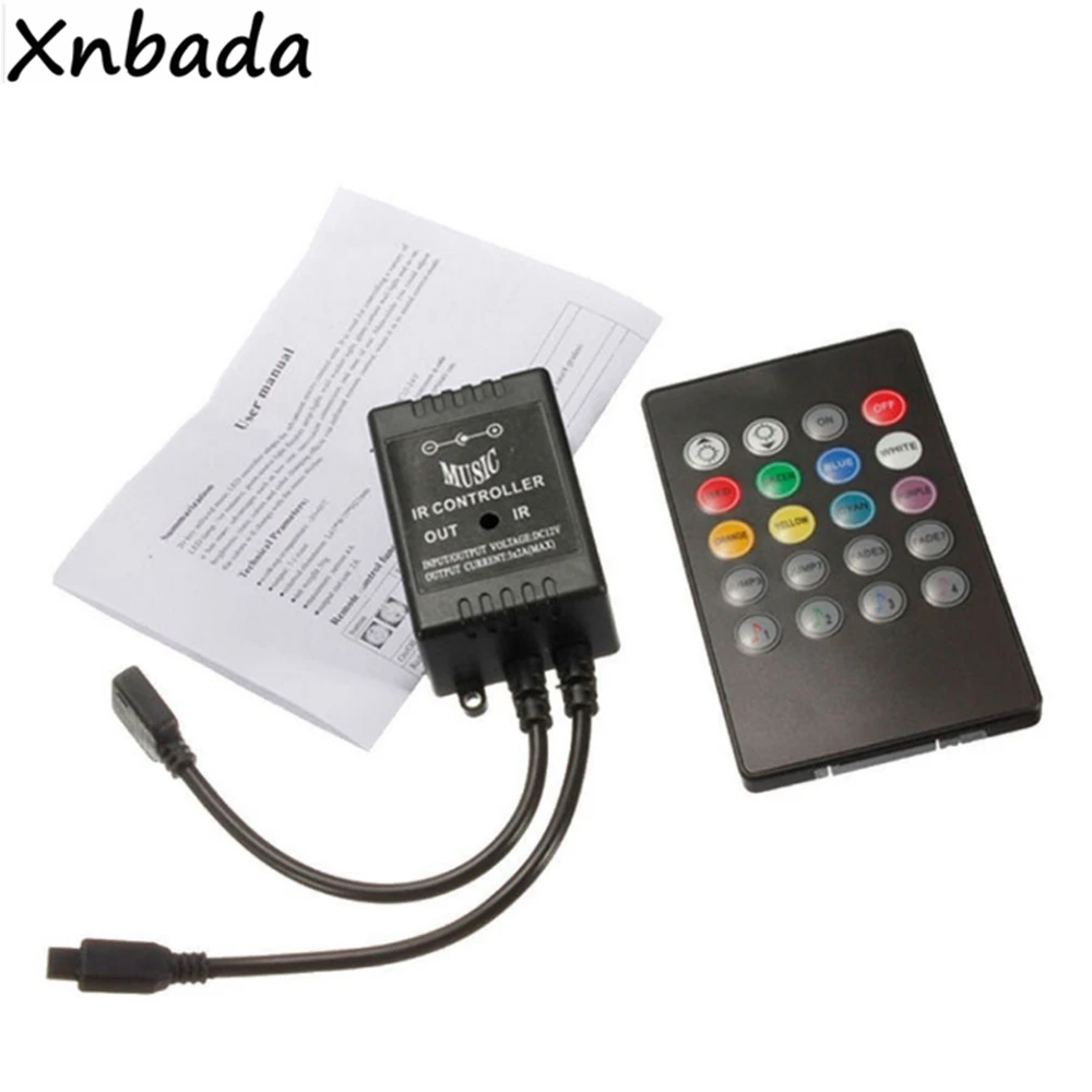 Миниатюрный Звуковой Датчик Музыка RGB светодиодный контроллер с 20 клавишами
