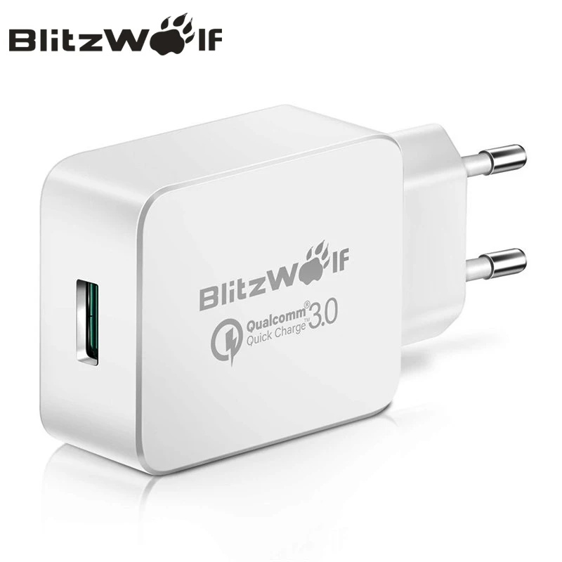 Blitzwolf Путешествия стены Зарядное устройство Quick Charge 3.0 USB адаптер ЕС Plug 18 Вт