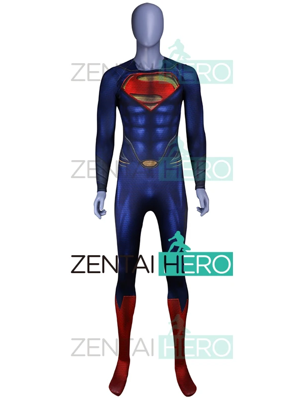 В наличии 3D печатных человек Сталь Супермен Косплэй костюм спандекс Супермена