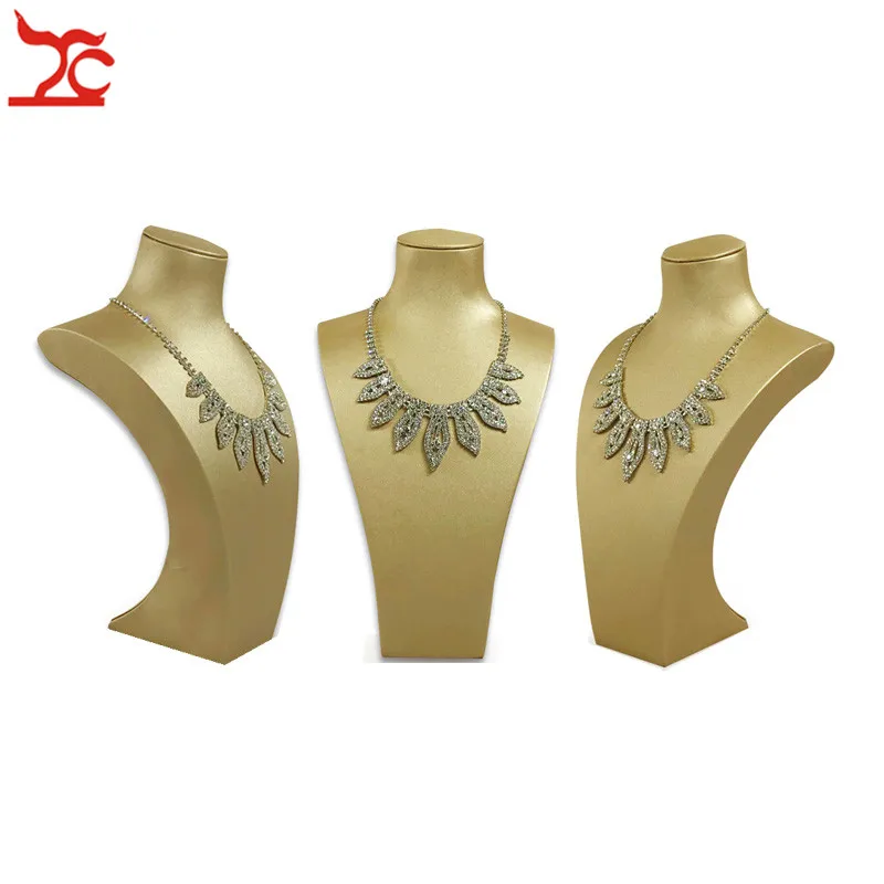 

1PC Faux Gold PU Jewelry Display Bust Window Store Necklace Exhibition Mannequin Rack Counter Pendant Pear Necklace Stand