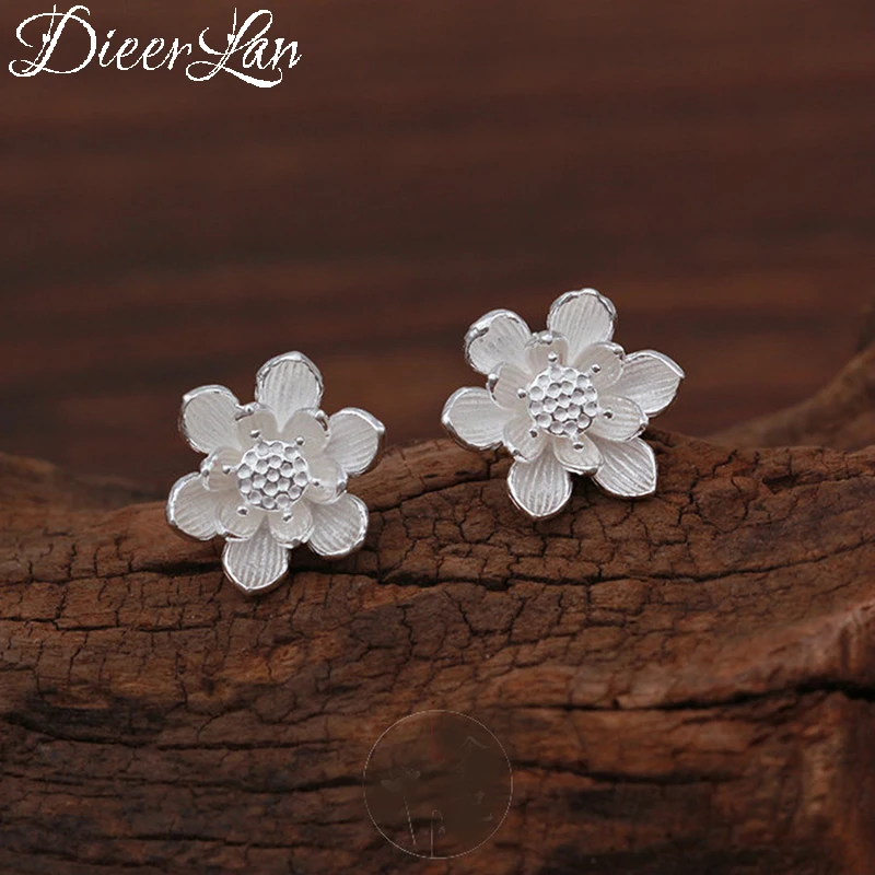 Женские серьги гвоздики лотоса из серебра 925 пробы|Серьги-гвоздики| |