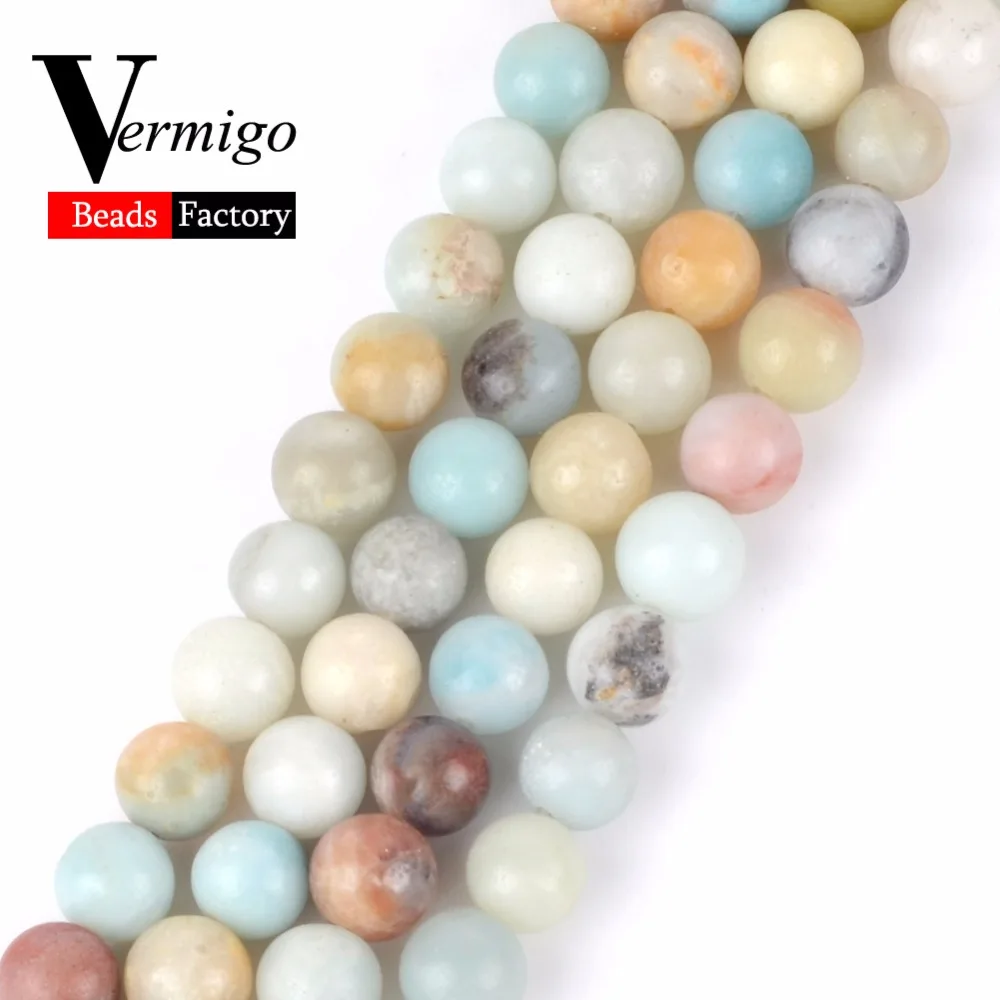 Factory Wholesale Smooth Amazonite Stone Beads Natural Minerals Gem Beads For Jewelry Making Diy Bracelet 4 6 8 10 12mm 15"Stra