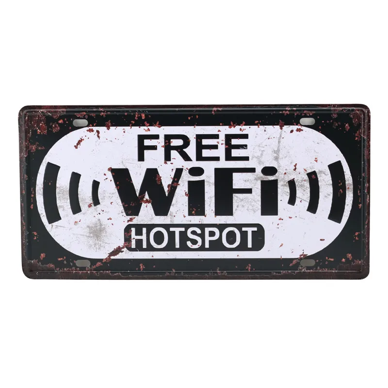 Добро пожаловать/WIFI номерной знак декор для стены магазина оловянный винтажный