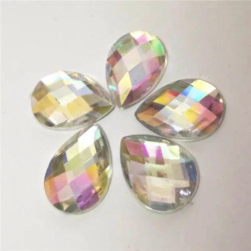 clear AB 50pcs 13x18 мм смешанный цвет акриловые стразы камень слеза капля flatback граней Кабошон Стразы украшения DIY ремесло 13x18 мм - Цвет: clear AB 50pcs