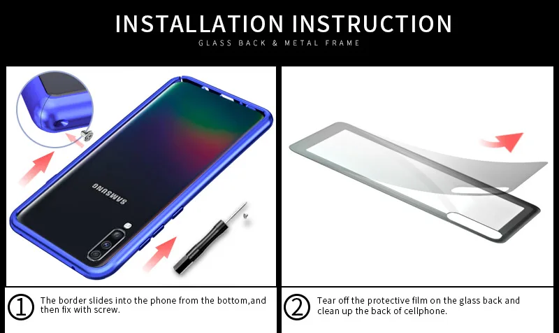 Роскошный металлический бампер для samsung Galaxy A70 чехол алюминиевая рамка с закаленным стеклом задняя крышка чехол для samsung Galaxy A70 чехол