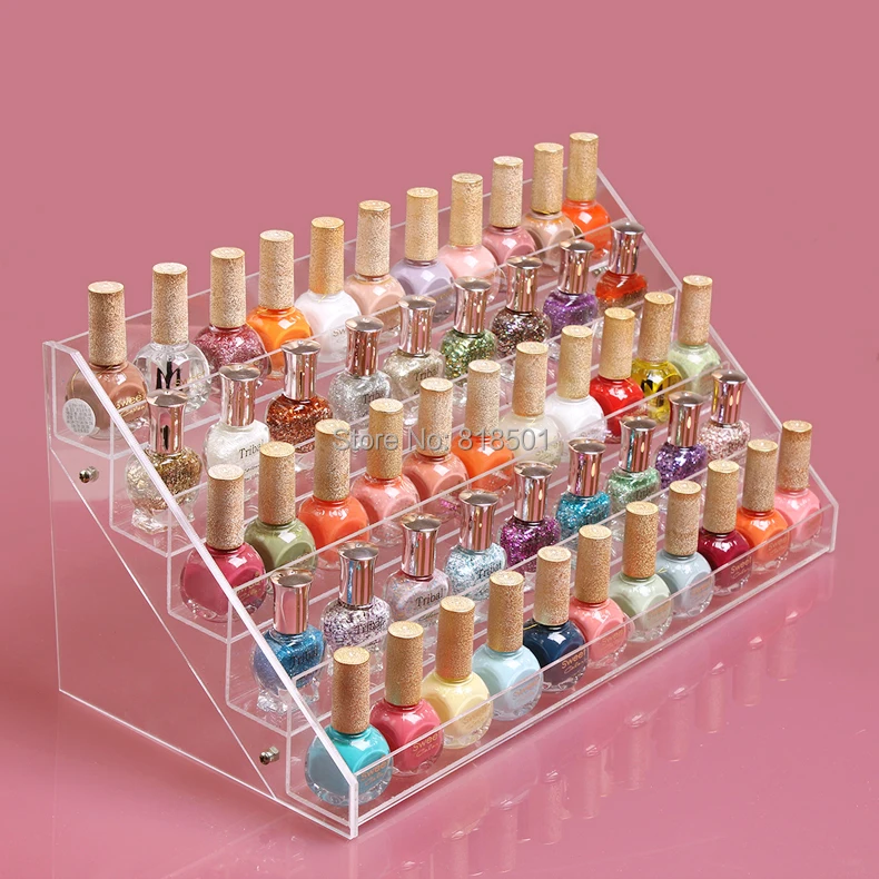 Transparent acrylic nail polish display stand cosmetic shop exhibition shelf makeup organizer storage rack free shipping | Украшения и