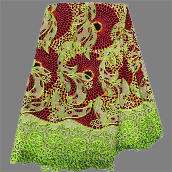 Высокий класс вышивка хлопка Африканская воск с гипюр кружевной ткани для одежды