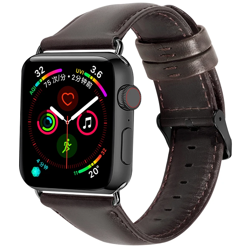 Ремешок из натуральной кожи для Apple watch 5 band 44 мм 40 браслет iwatch 42 38 аксессуары apple Watch