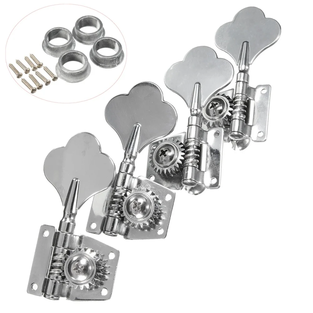 4pcs Chrome Bass Guitar Machine Heads Knobs Tuners Tuning Pegs Parts | Спорт и развлечения
