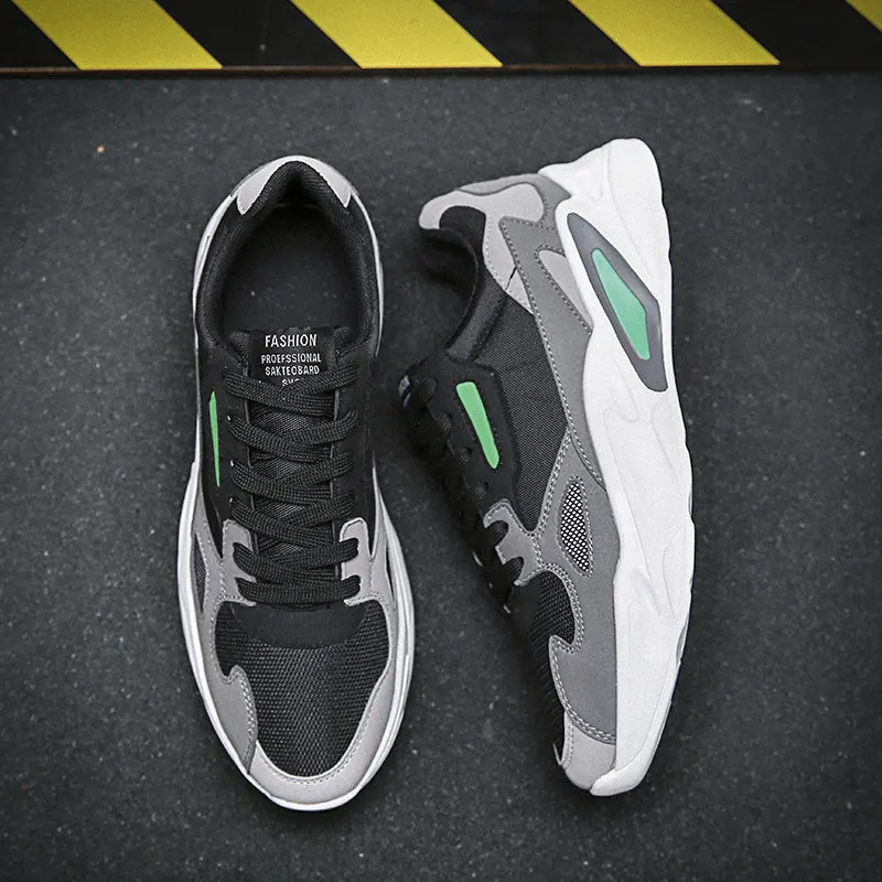 Black-Green CAMEL JINGE модная уличная прогулочная платформа Акула кроссовки мужская тренировочная обувь легкая фитнес Беговая Культовая обувь для мужчин - Цвет: Black-Green