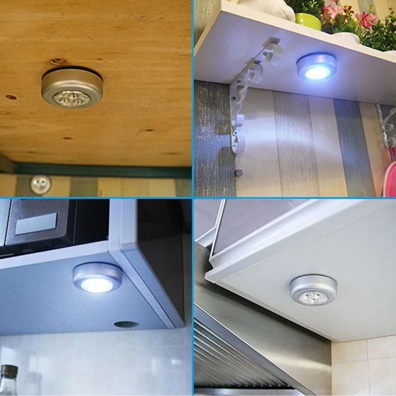 LED Cabinet Closet Light 4 Leds Stick Touch Lamp Night Lights Battery Powered Kitchen White Car Trunk | Лампы и освещение