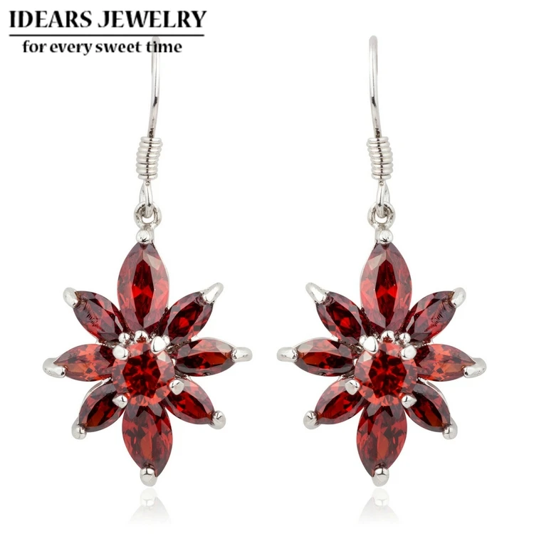 IDEARS Free shipping.18K Gold Plated Star Fashion crystal Drop Earrings flower with Multicolor Zircon For Women Luxury ID000138 | Украшения