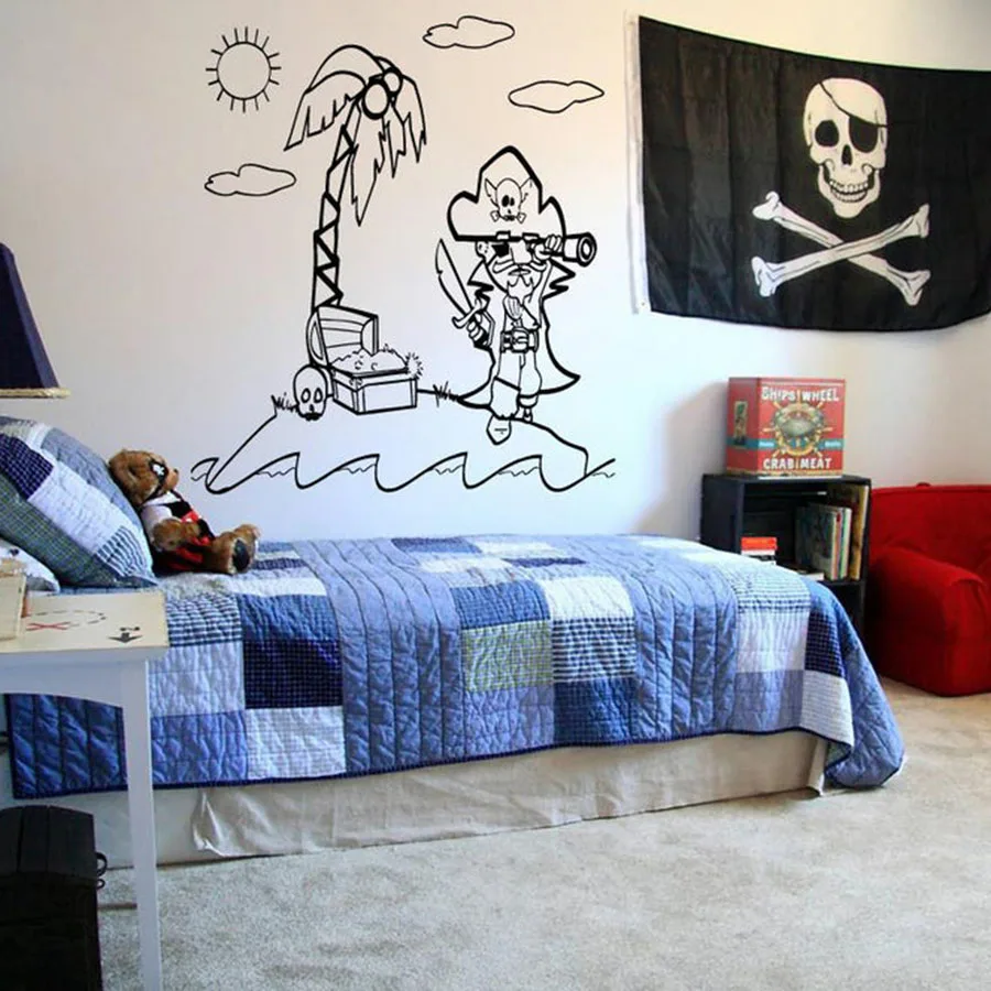 Настенная Наклейка детская спальня домашний декор пират карта сокровище Золотой