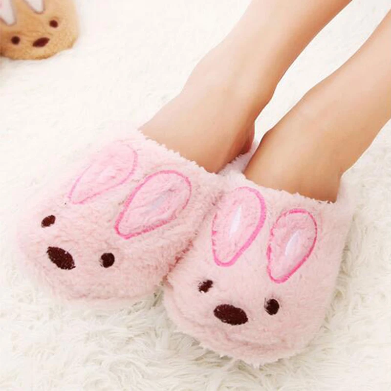 Милые детские зимние тапочки с кроликом Вельветовая теплая Домашняя обувь для