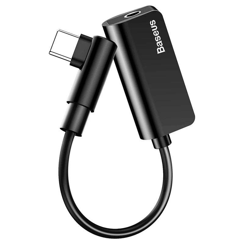 Elbow Black Baseus USB C адаптер типа OTG C до 3,5 мм разъем type-c Aux аудио разъем для Xiao mi Red mi Note 7 mi 9 huawei mate 30 P30 P20 Pro - Цвет: Elbow Black