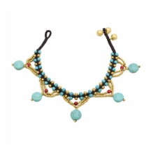 GR Boho тканые Srarfish синие красочные Очаровательные бисера женские браслеты для щиколотки летние пляжные открытые сандалии, ступни Индии ювелирный браслет на лодыжку - Окраска металла: GR