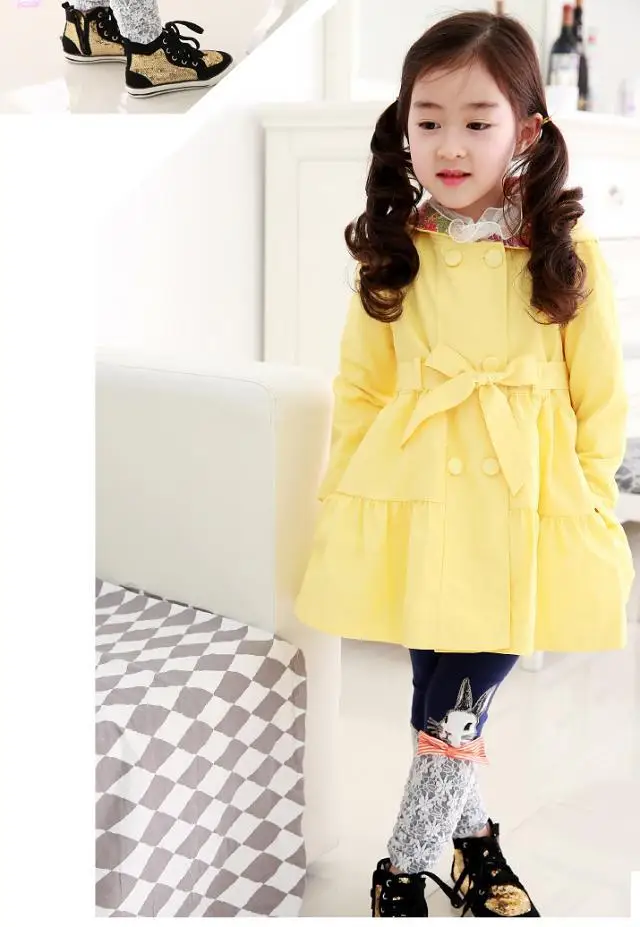 Free shipping new 2014 children's clothing girls coat children autumn fashion double-breasted trench | Детская одежда и обувь