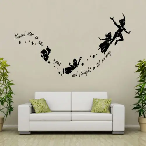 Виниловая наклейка Питер Пэн вторая звезда справа|cartoon wall stickers|nursery vinylswall sticker |