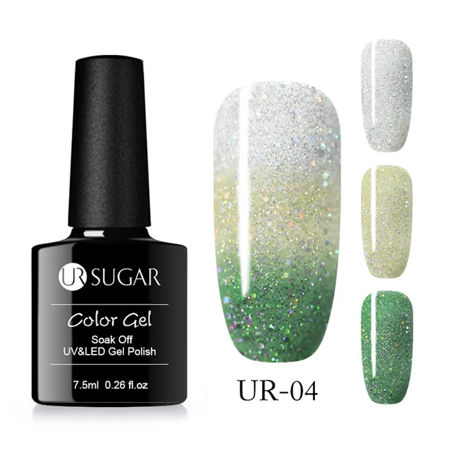 Ur Sugar Цветной Гель-лак для ногтей, меняющий цвет, 3 цвета, Термальный УФ-Гель-лак, блестящий Гель-лак для ногтей, сделай сам - Цвет: UR 04