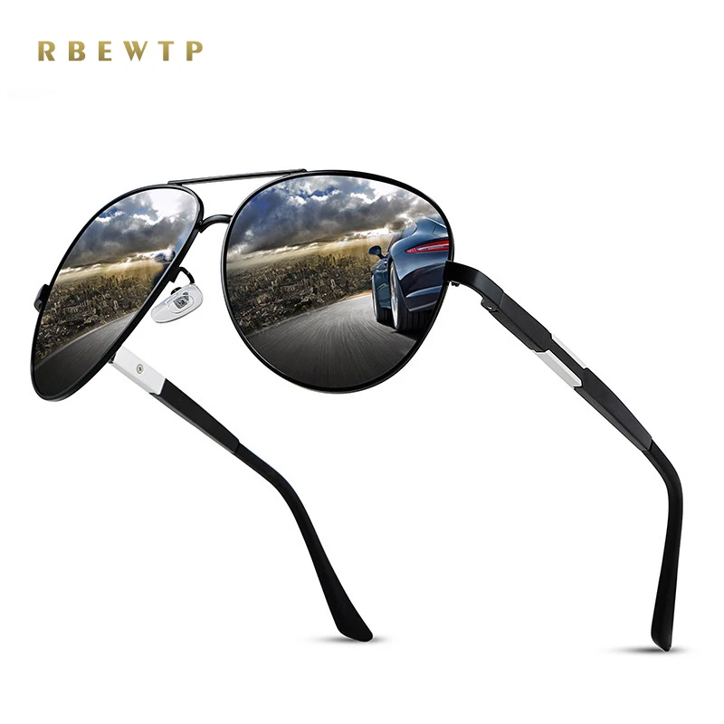 

RBEWTP Unisex Brand 2019 Aluminium Magnesium Pilot Sunglasses Men Polarized Driving Sunglasses UV400 Frame Eyewear Gafas De So