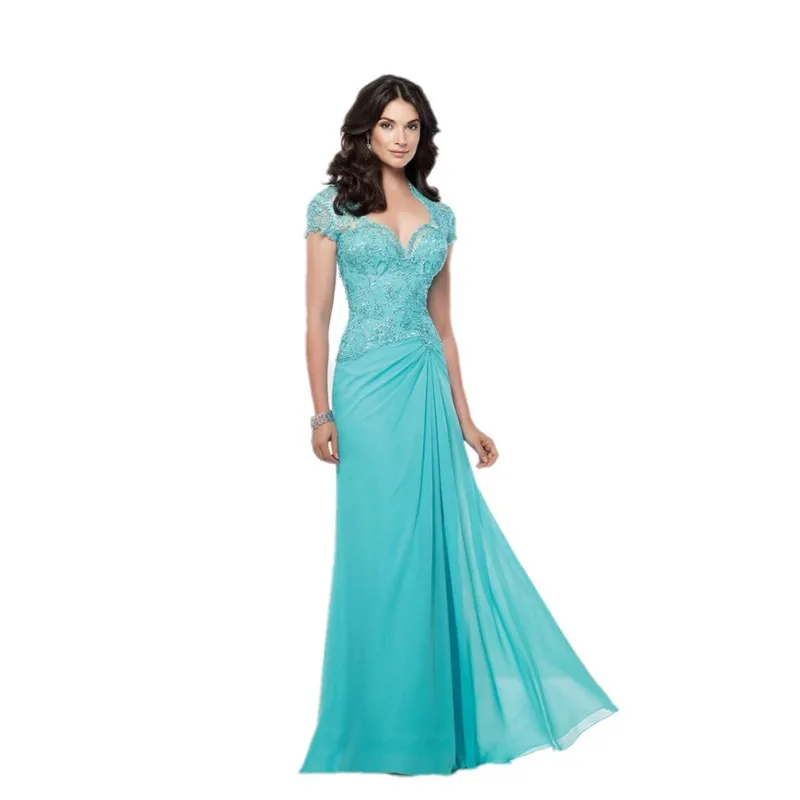 Hot Sale Vintage Plus Size Chiffon Mother of the Bride Dresses Purple Short Sleeve Sweetheart Women Evening Long Dress | Свадьбы и