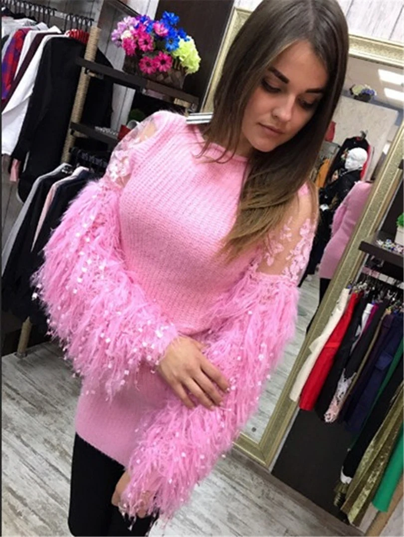 Embroidery Lace Tassel Sleeve Sweater Women autumn jumpers pull femme knitted Pullovers | Женская одежда