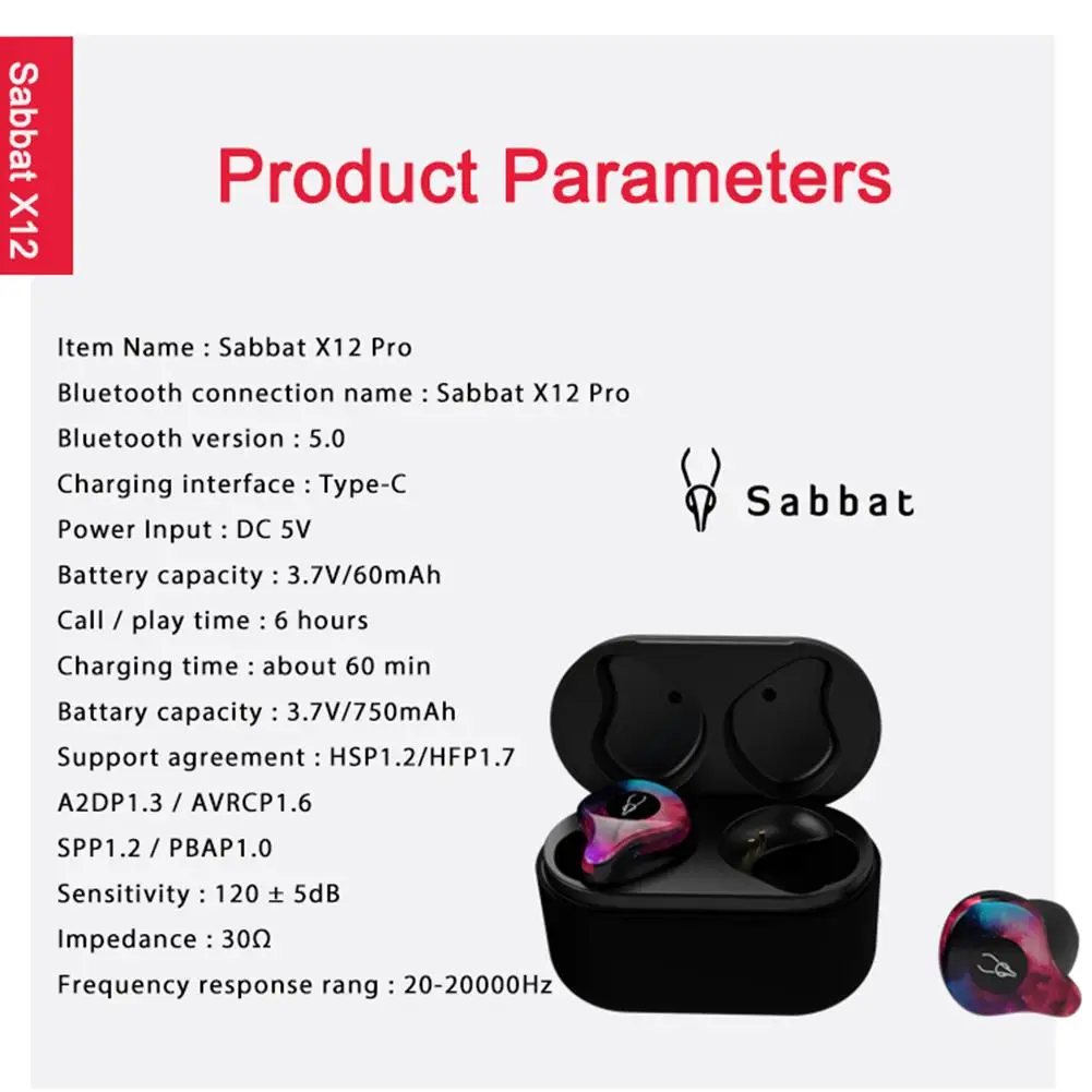 Оригинальные наушники Sabbat X12 Pro, Bluetooth TWS 5,0, Автоматическое Сопряжение, шумоподавление, 4D, Hi-Fi, стерео, бас, гарнитура, водонепроницаемая, Sabbat