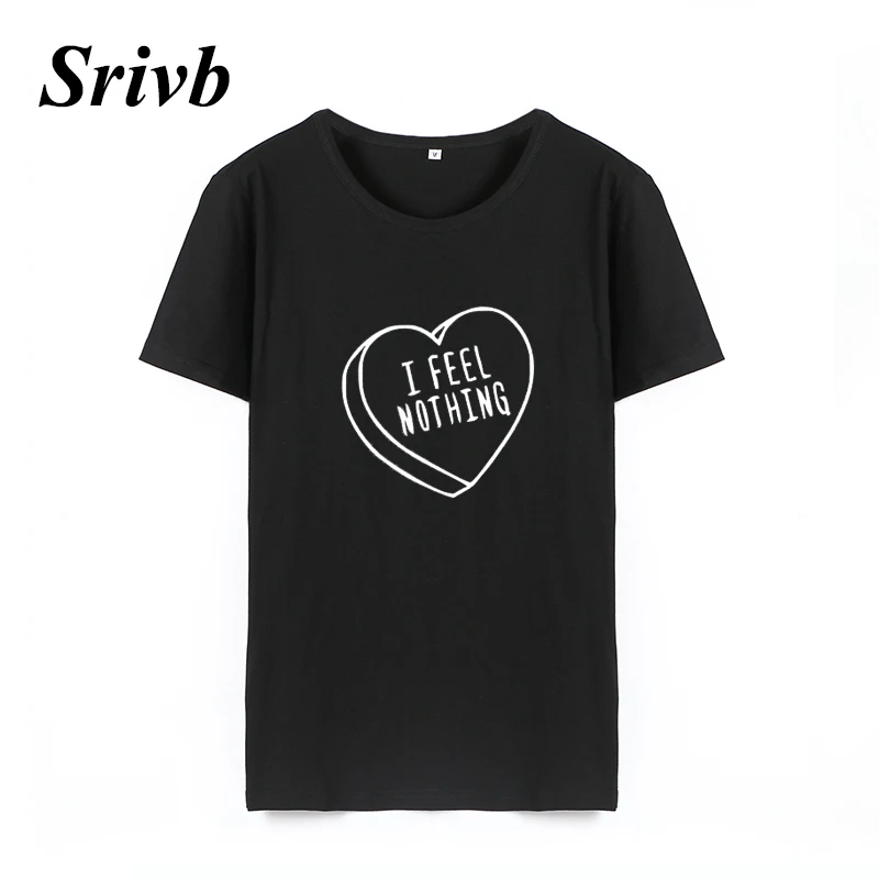 Женская футболка в стиле панк рок Srivb I Feel Nothing tumblr хлопковая Футболка с рисунком