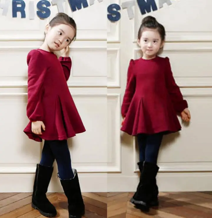 

Winter Thick with velvet girl dress thickening cotton Lotus leaf edge party vestidos carnaval costume for kids princess clothes