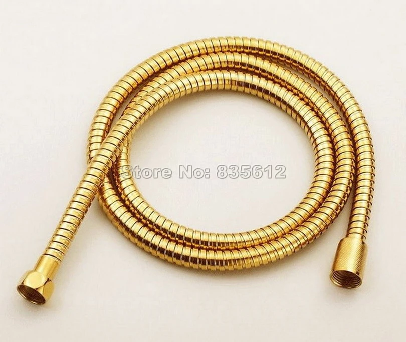 

1.5M Gold Color Brass Shower Head Hose Pipe Bathroom Shower Hoses 1/2'' Wba134
