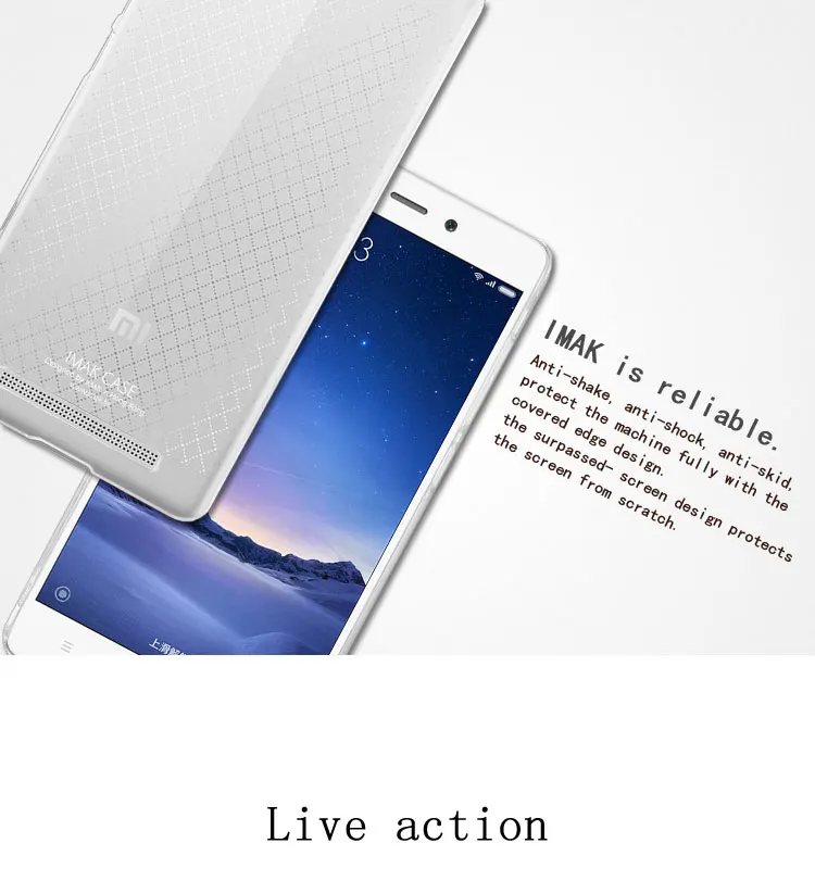 IMAK для Xiaomi Redmi 3 Чехол прозрачный Кристалл II твердый пластиковый чехол на заднюю панель чехол для Xiaomi Redmi 3
