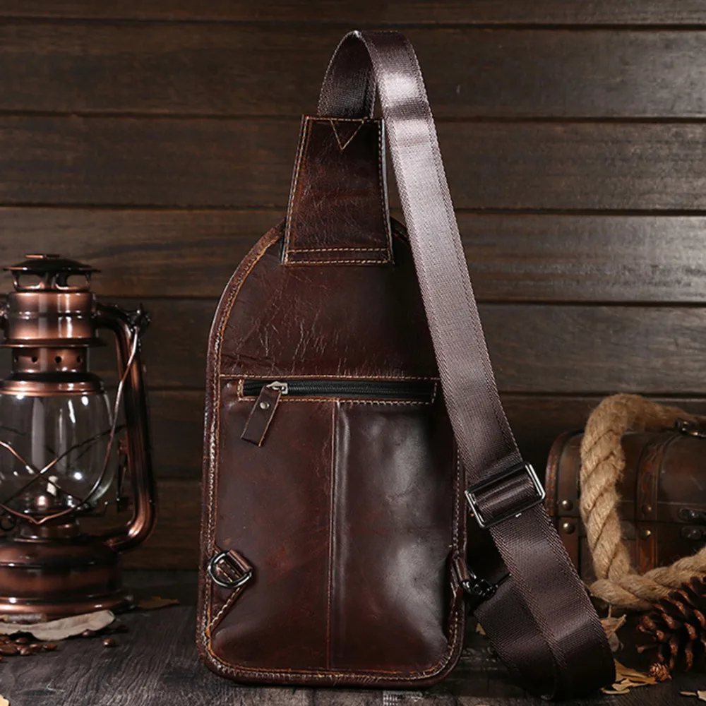 Сумка мессенджер из натуральной кожи с масляным воском через плечо для