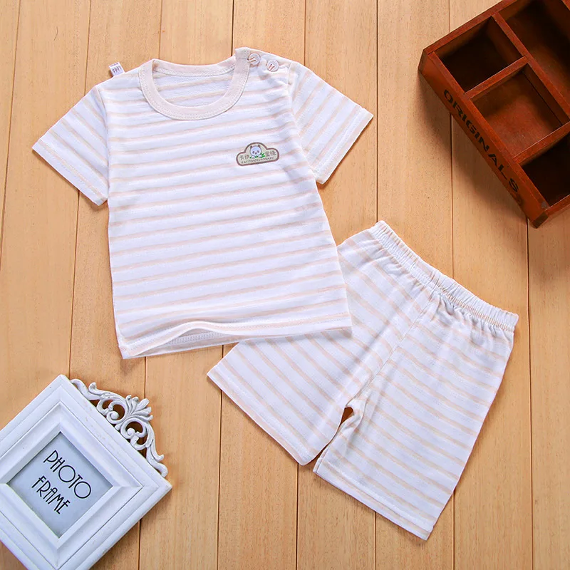 2019 Cartoon striped shirt Pants girl outfit Newborn Baby boy summer clothes Cotton Infant Clothes tracksuit Children's suit | Детская