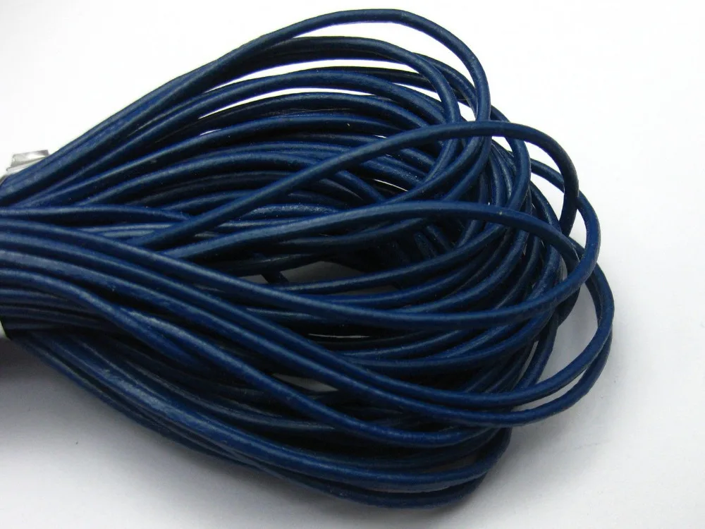 32.8 feet Dark Blue Round Real Leather Jewelry Cord 2mm