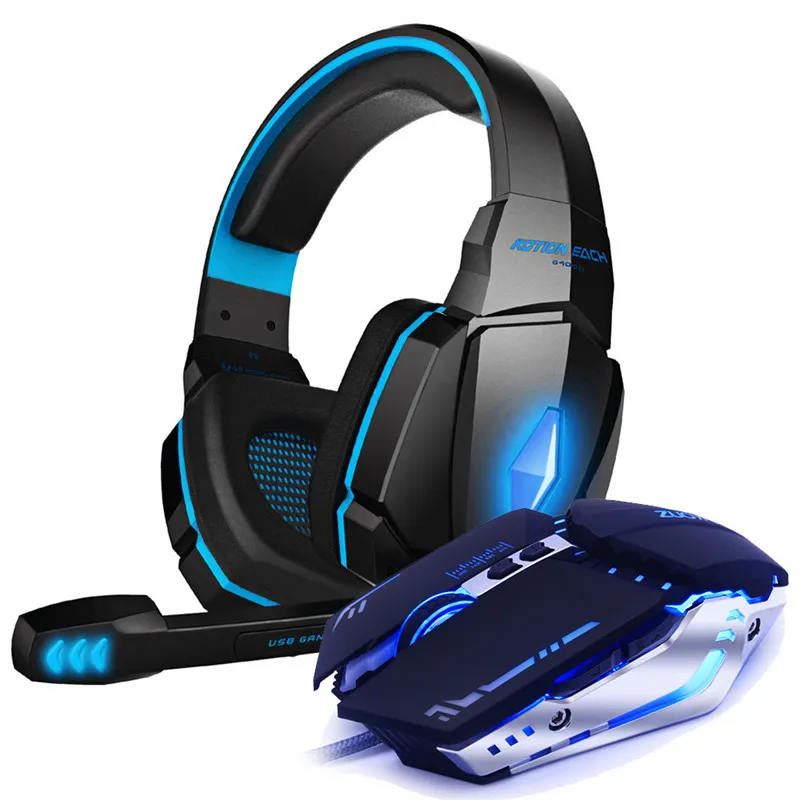 G4000 BLUE MMR5S Игровая гарнитура наушники и игровая мышь 5500 dpi регулируемые стерео бас наушники+ проводные мыши светодиодный светильник оптический USB геймер - Цвет: G4000 BLUE MMR5S