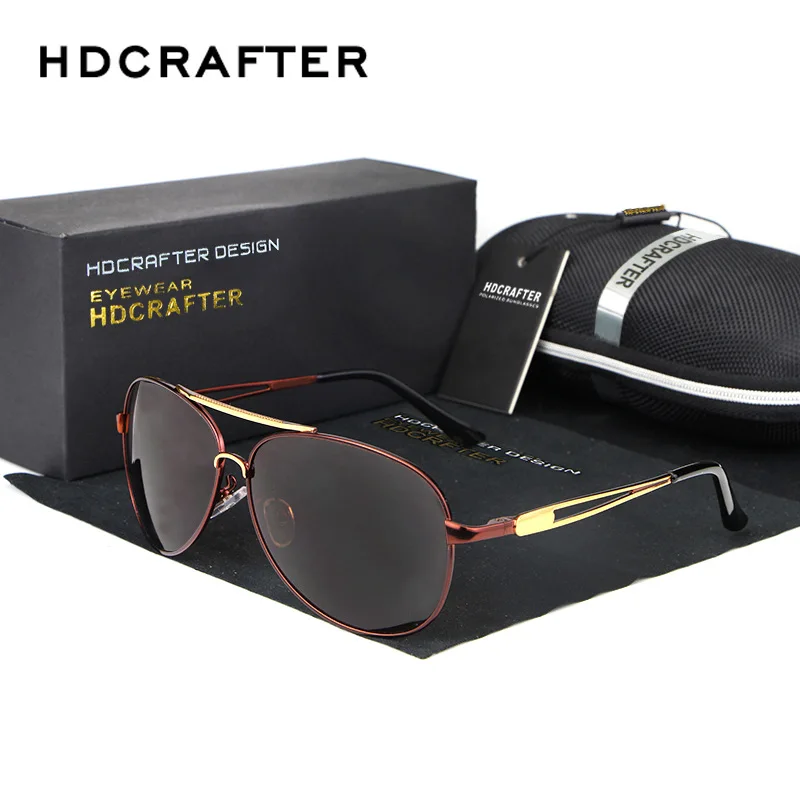 Мужские солнцезащитные очки HDCRAFTER брендовые винтажные поляризационные в