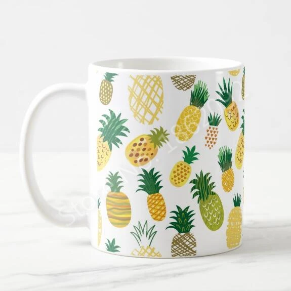 

Trendy Pineapple Mug Chic Hawaiian Pineapple Cup Tropical Pineapples Coffee Mugs Cups Creative Beach Holiday Gifts Ceramic 11oz