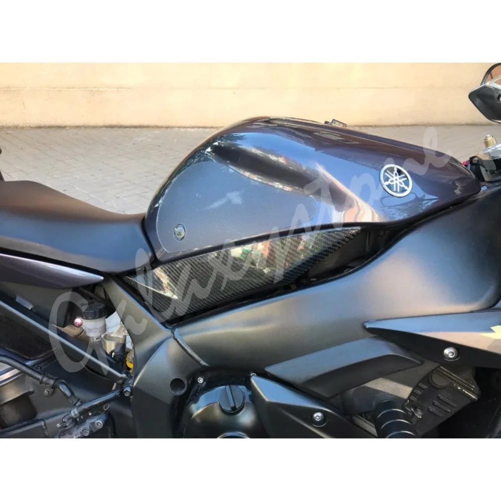 Углеродного волокна Танк сбоку наружные щитки обтекатель для Yamaha YZF R1 2002 2003 02 03