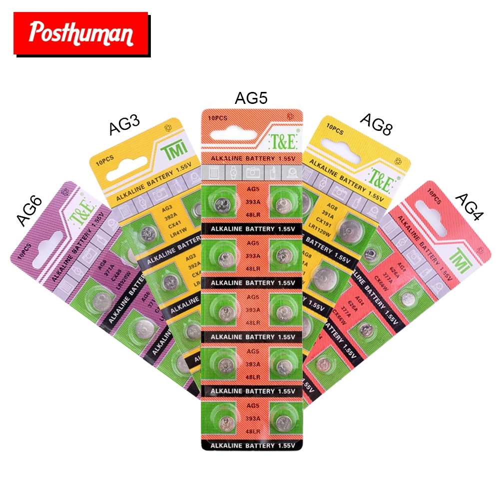 POSTHUMAN AG0 AG1 AG2 AG3 AG5 Pro часы Батарея 1,55 V AG4 ag4 377a 377 lr626 sr626sw sr66 lr66 батареи таблеточного монета
